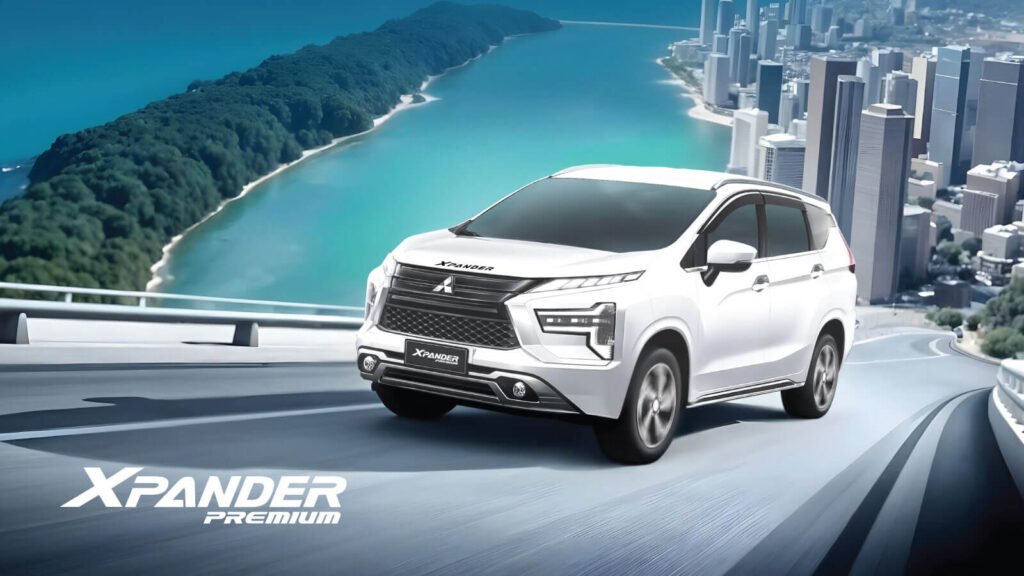 Xpander Premium Brand New Car Mitsubishi Bangladesh White Mitsubishi Xpander Premium on a road